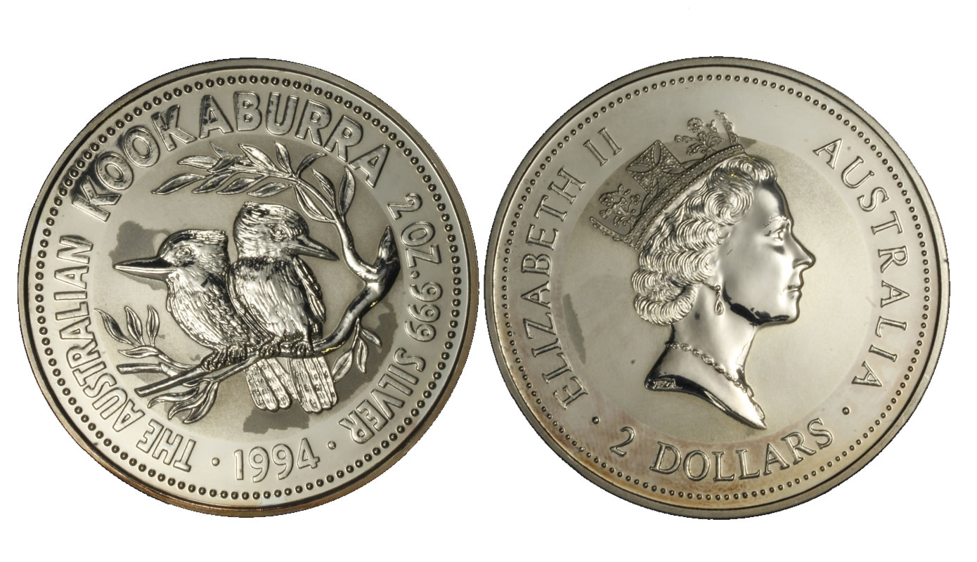 "Kookaburra" - moneta da 2 dollari gr. 62,206 (2 oz) in argento 999/°°°