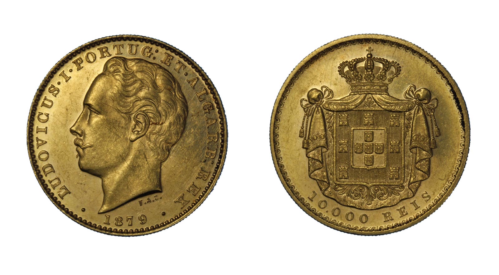 Re Luigi I - 10.000 Reis gr. 17,73 in oro 917/