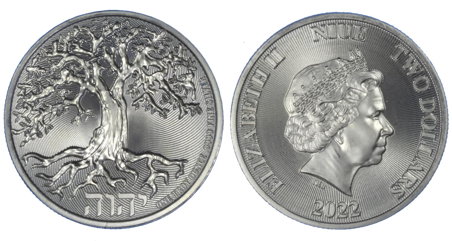 "Albero della Vita" - moneta da 2 dollari gr. 31,103 (1 oncia) in ag. 999/000