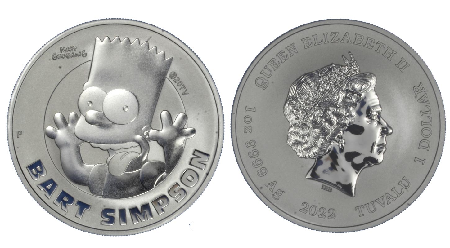 "Bart Simpson" - Moneta da 1 dollaro gr. 31,10 in ag. 999/000 