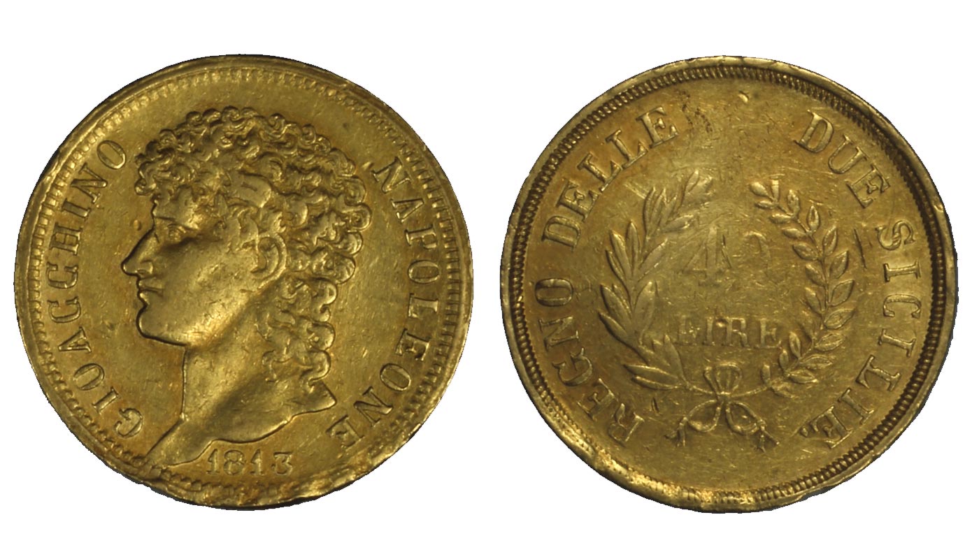 Gioacchino Murat - 20 lire gr.6,45 in oro 900/- rami lunghi