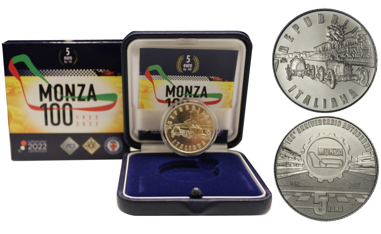 "100 anniversario dell'Autodromo Nazionale Monza" -  5 Euro gr. 18,00 in arg. 925/
