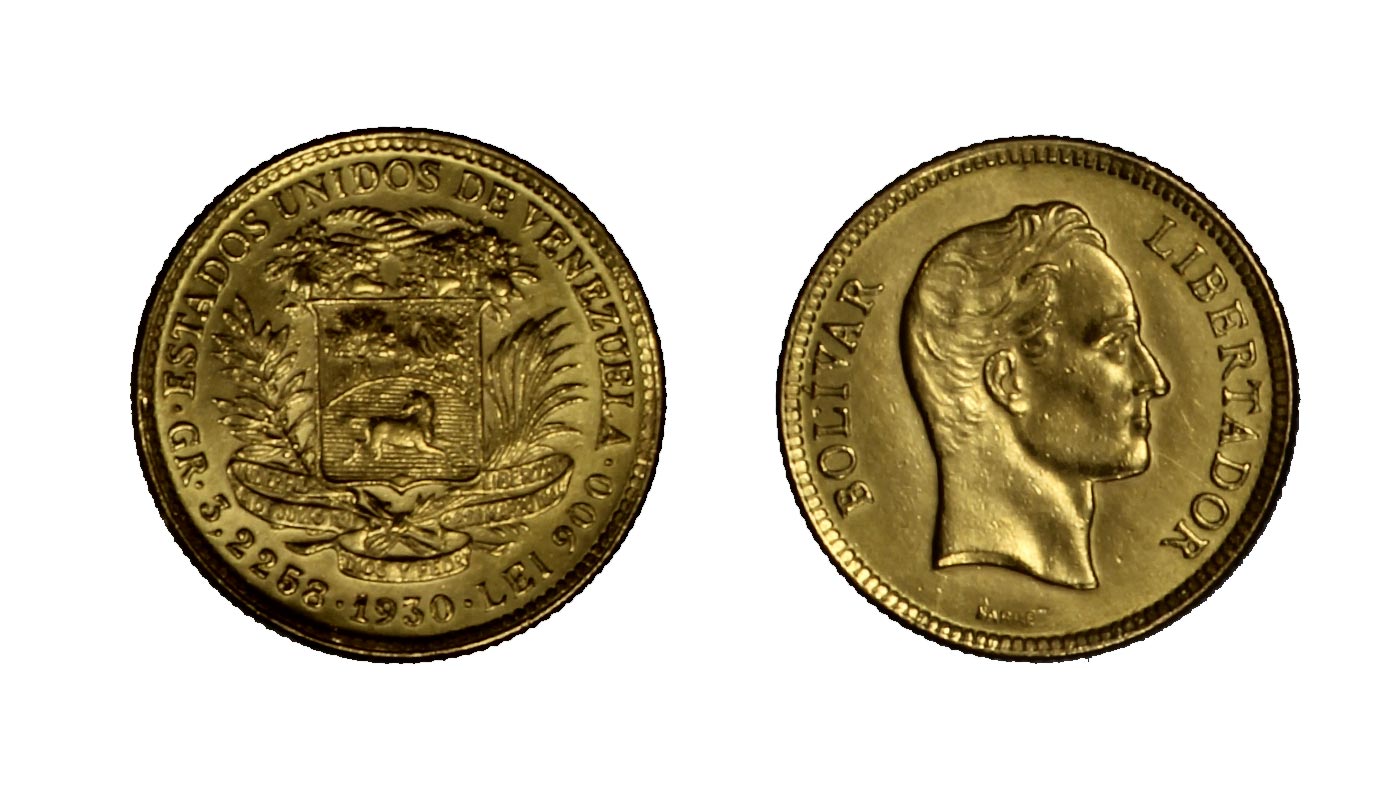 "Simon Bolivar" - 10 bolivares gr.3,22 in oro 900/