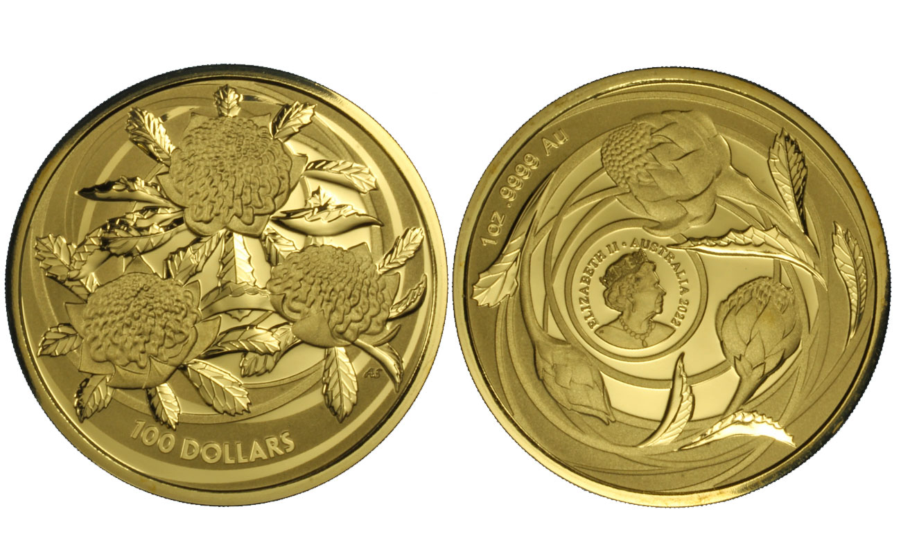 Fiori - 100 dollari gr. 31,103 in oro 999/000 - Tiratura 5.000 pezzi