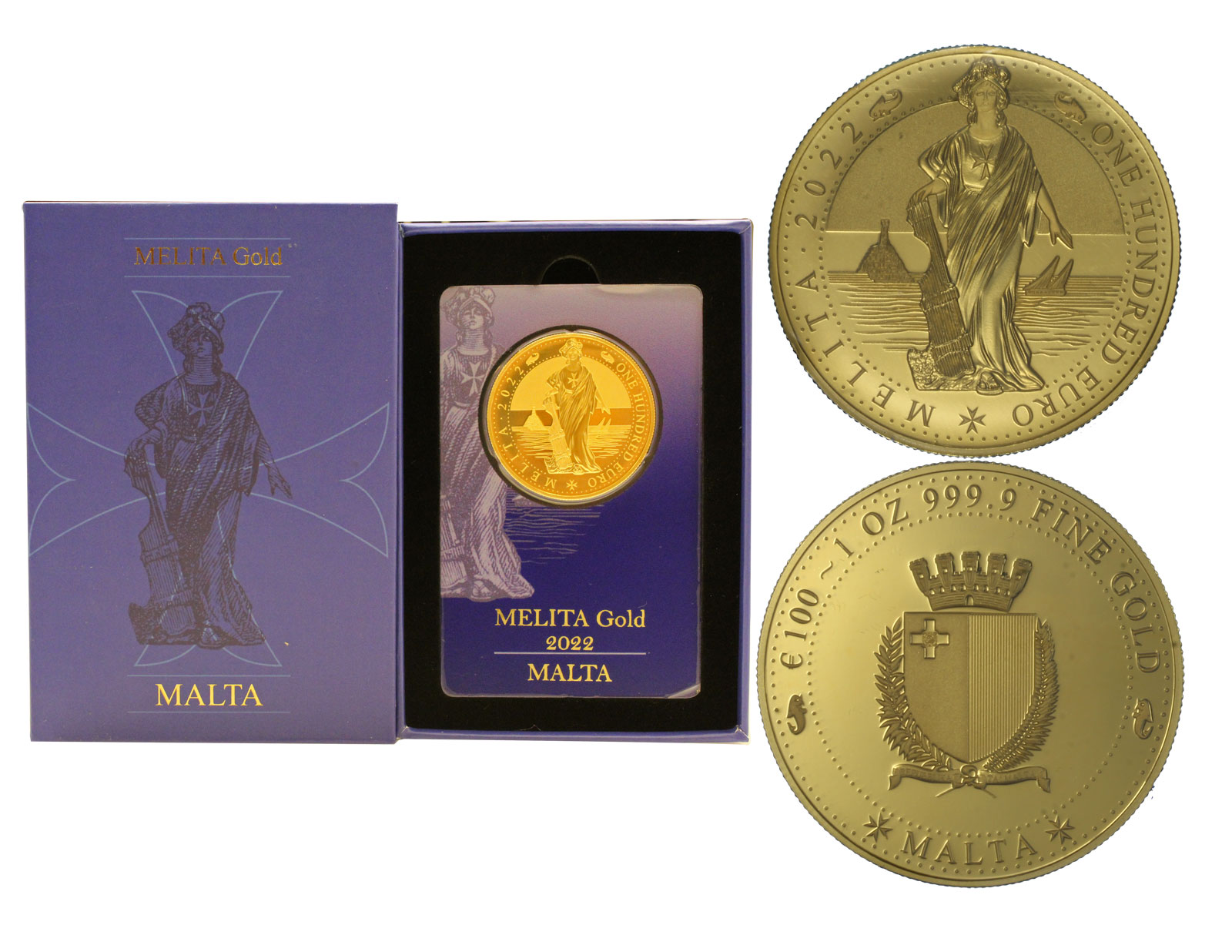 "Melita" Allegoria - 100 euro gr. 31,103 in oro 999/000 in blister