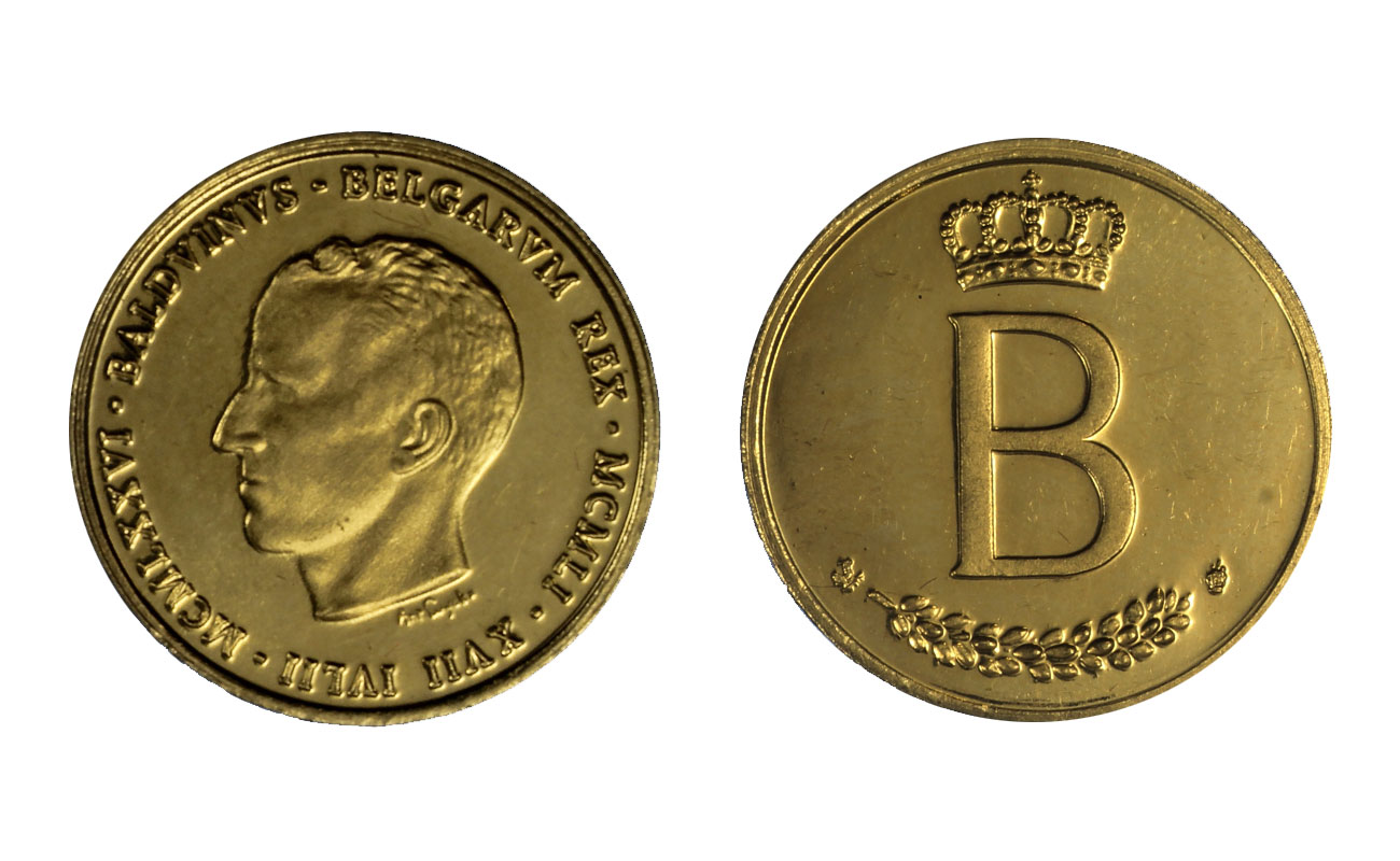 Re Baldovino - 20 franchi gr. 6,45 in oro 900/ - Belgarum