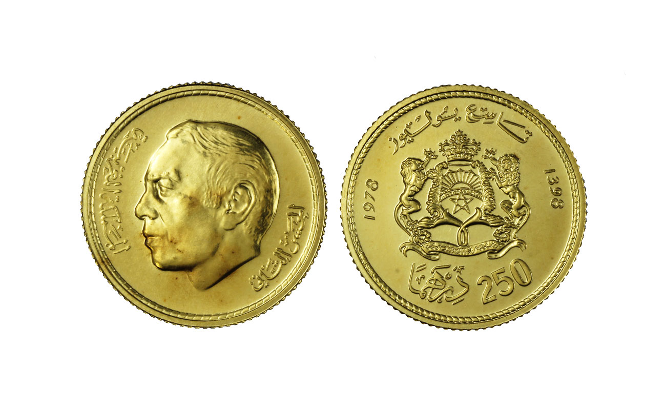 "Re Al-Hassan II" - 250 dirhams gr.6,45 in oro 900/