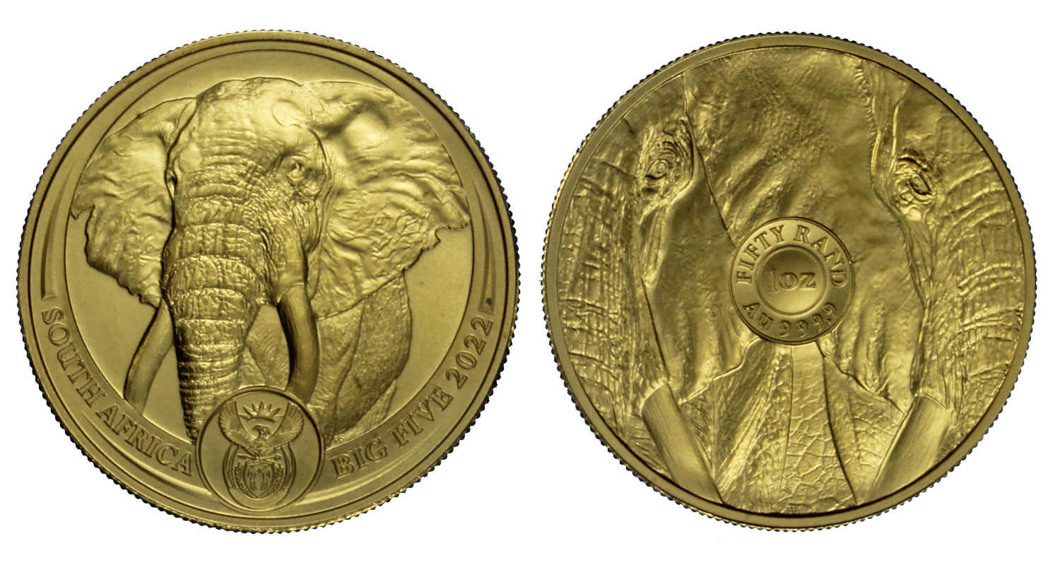 "Big Five: Elephant" - 50 Rand gr. 31,103 in oro 999/000