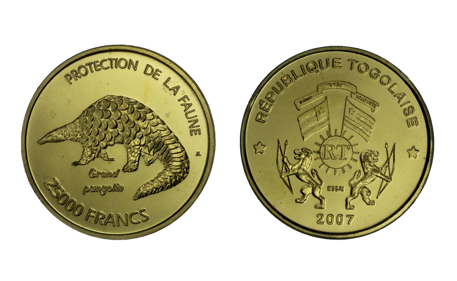 "Protezione della fauna: Pangolino" - 25000 franchi gr.8,50 in oro - coniazione privata