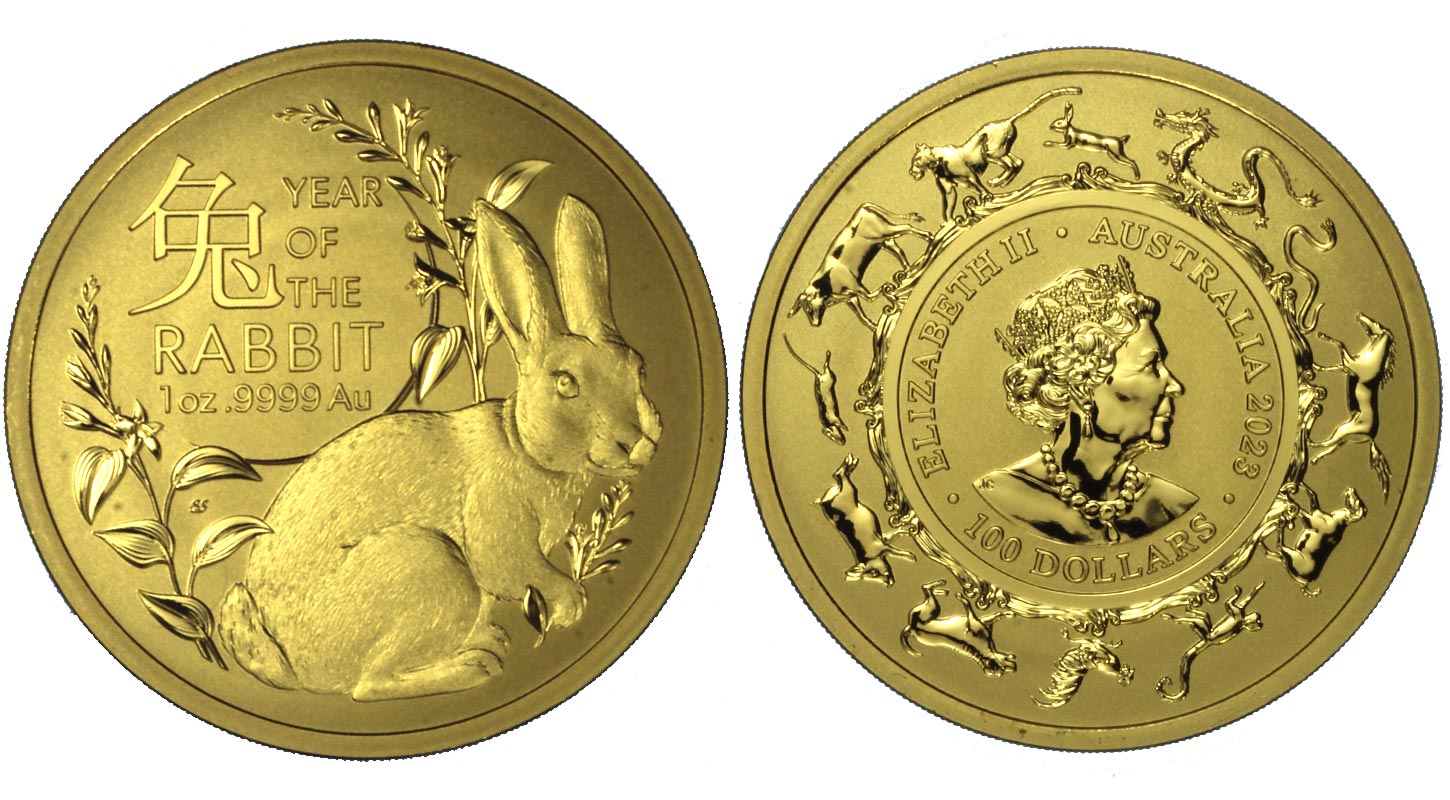 Calendario Cinese Anno del Coniglio - 100 dollari gr. 31,103 in oro 999/000 - Tiratura di 5.000 pezzi
