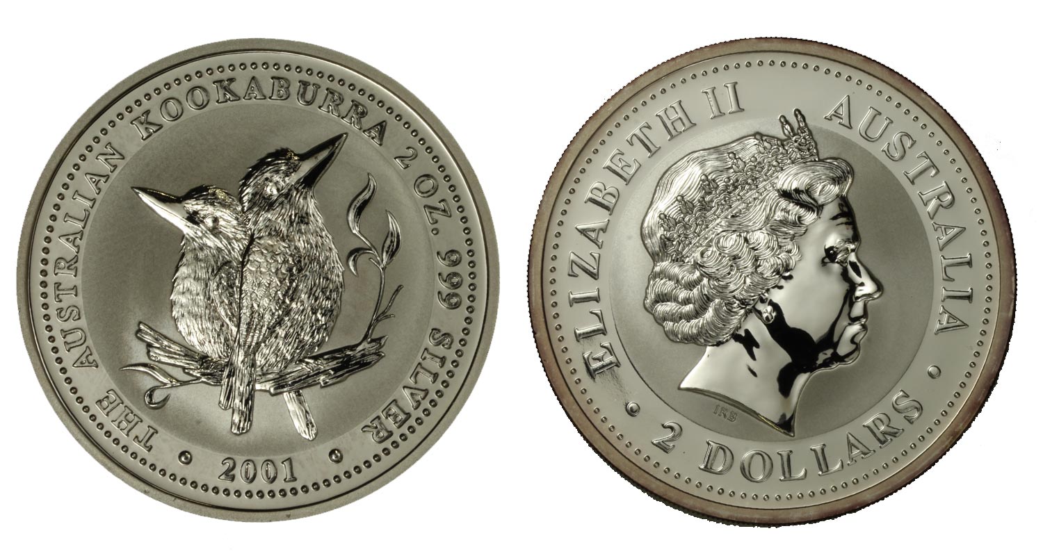 "Kookaburra" - Regina Elisabetta II - 2 Once gr. 62,206  in arg. 999/ 
