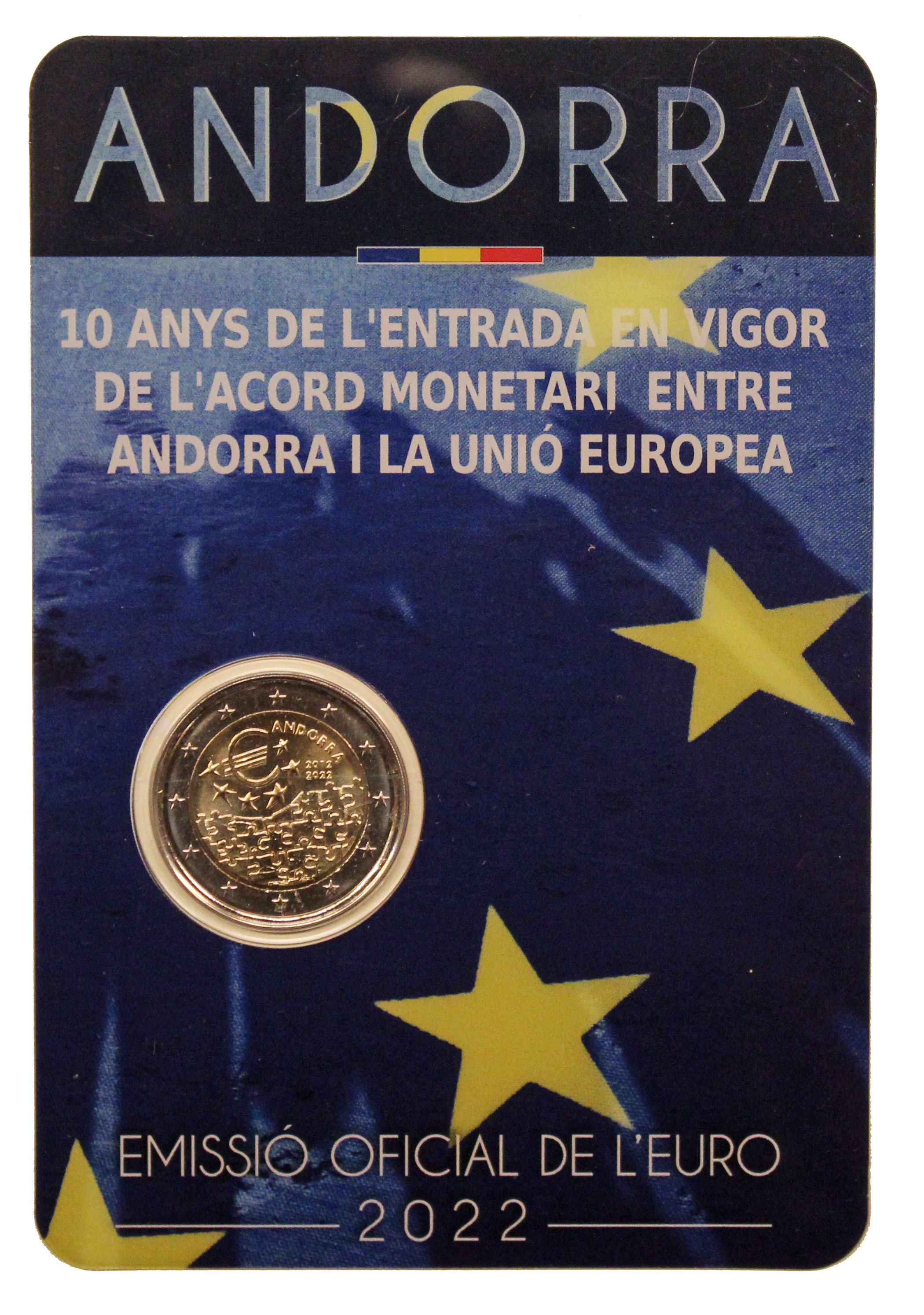"10 anni degli accordi Monetari con la UE" - moneta da 2 euro in blister 