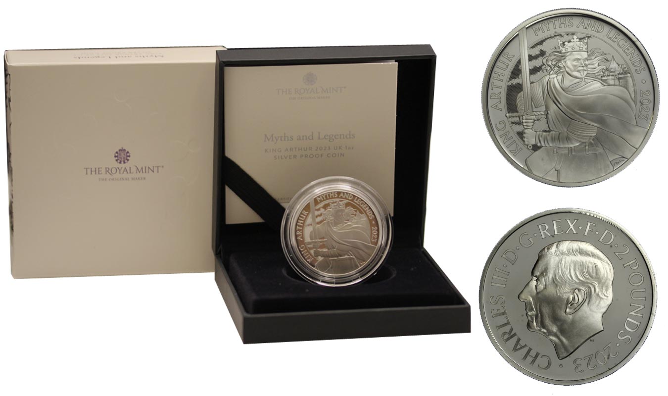 "Miti e Leggende - Re Artù" - moneta da 2 sterline gr. 31,21 in ag. 999/000