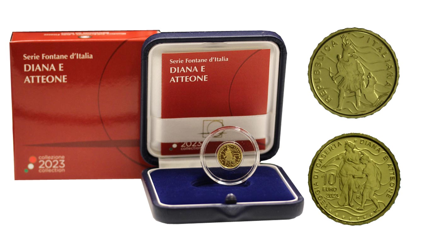 "Fontana di Diana e Atteone" - 10 Euro gr. 3,00 in oro 900/000 - Tiratura 2000 pezzi 