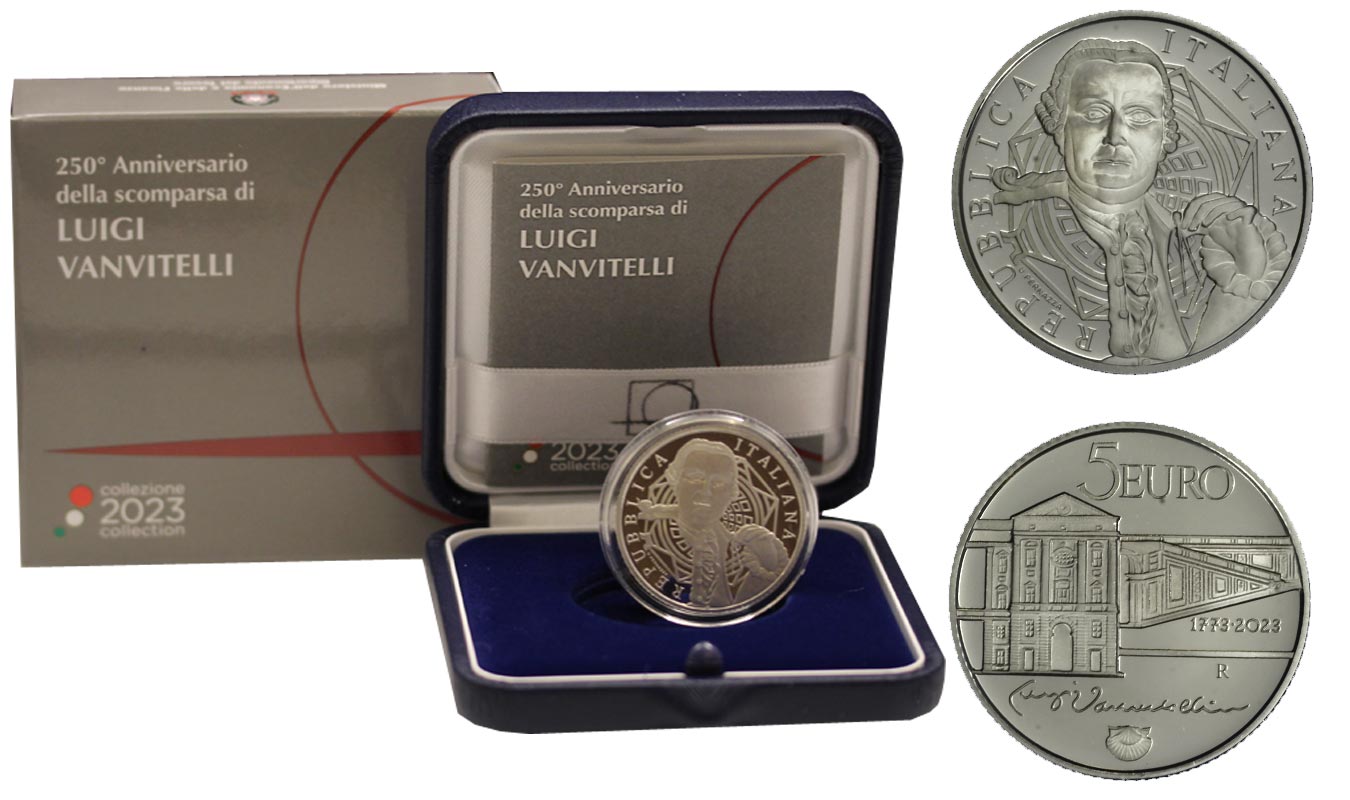 "Luigi Vanvitelli" - Moneta da 5 euro gr. 18,00 in ag. 925/000
