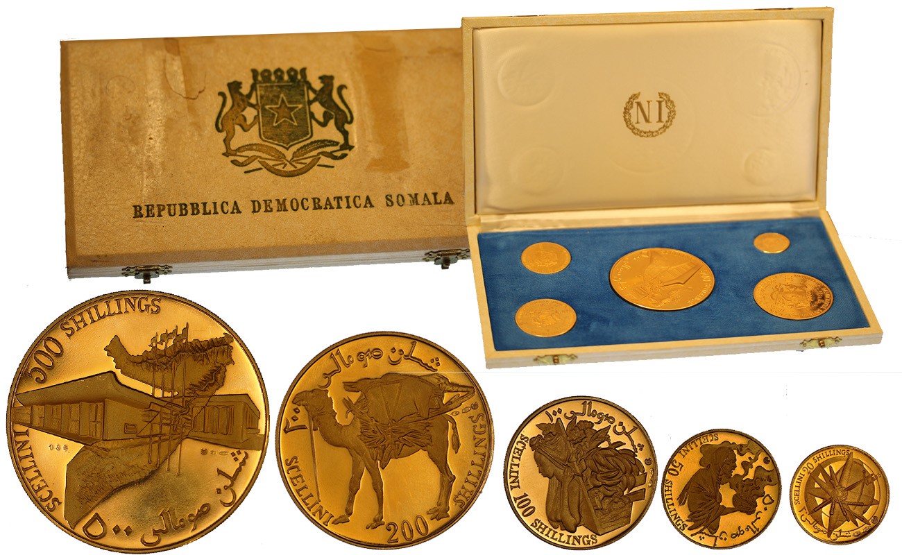 "Anniv. Rivoluzione"  - Serie di 5 monete da 500-200-100-50 - 20 di gr.121,80 complessivi in oro 900/000 in confezione originale