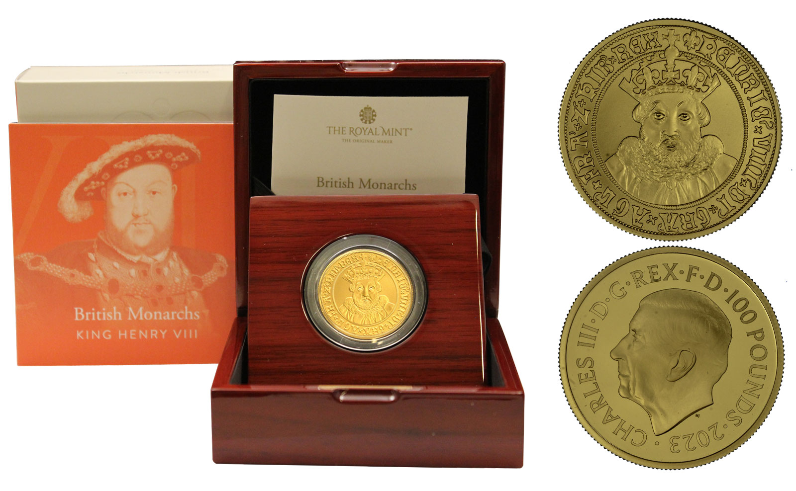 "Monarchi britannici: Re Enrico VIII" - 100 pounds gr. 31,21 in oro 999/000 - Tiratura 100 pezzi