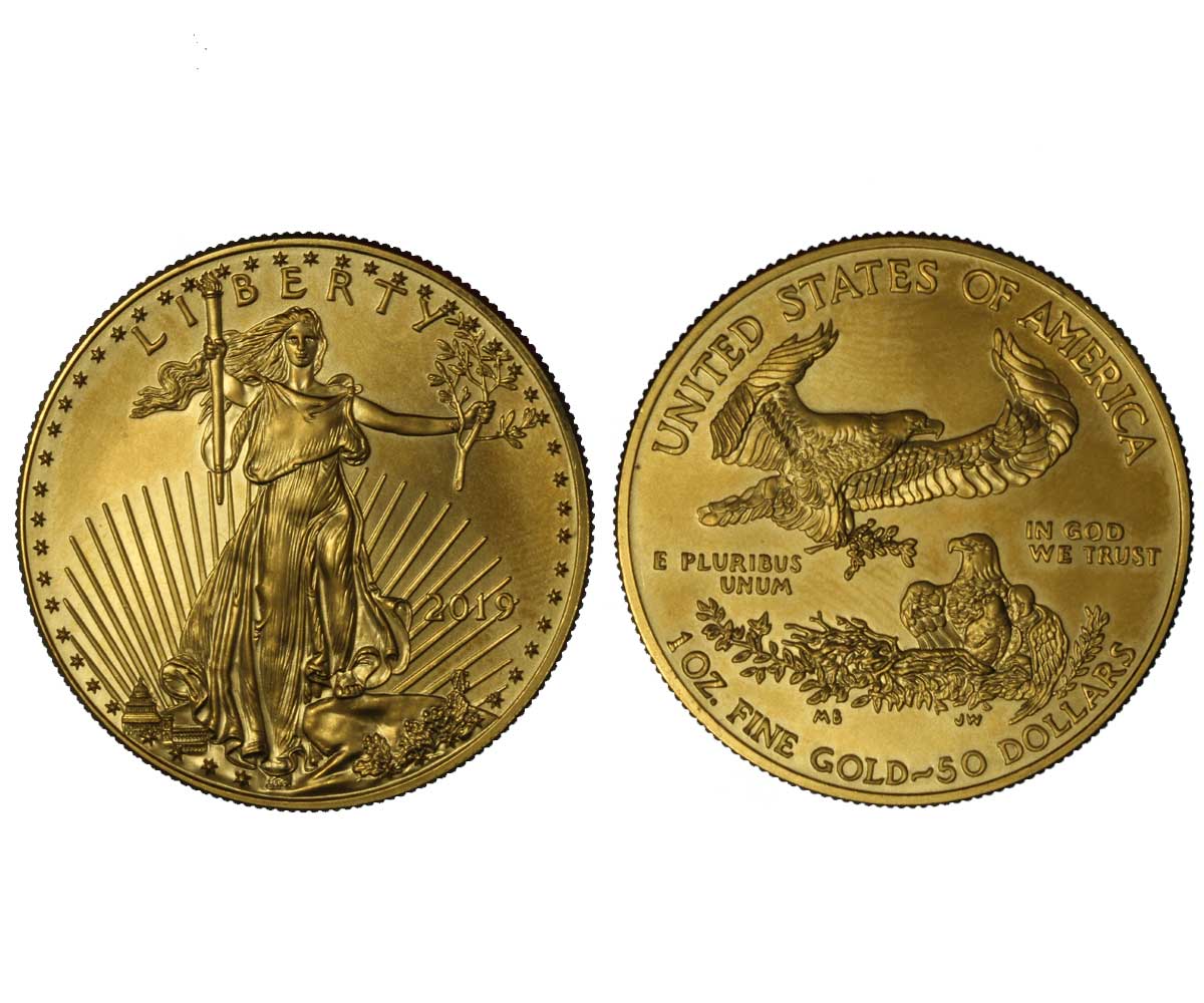 "American Eagle primo tipo" - 50 dollari gr. 33,931 in oro 917/