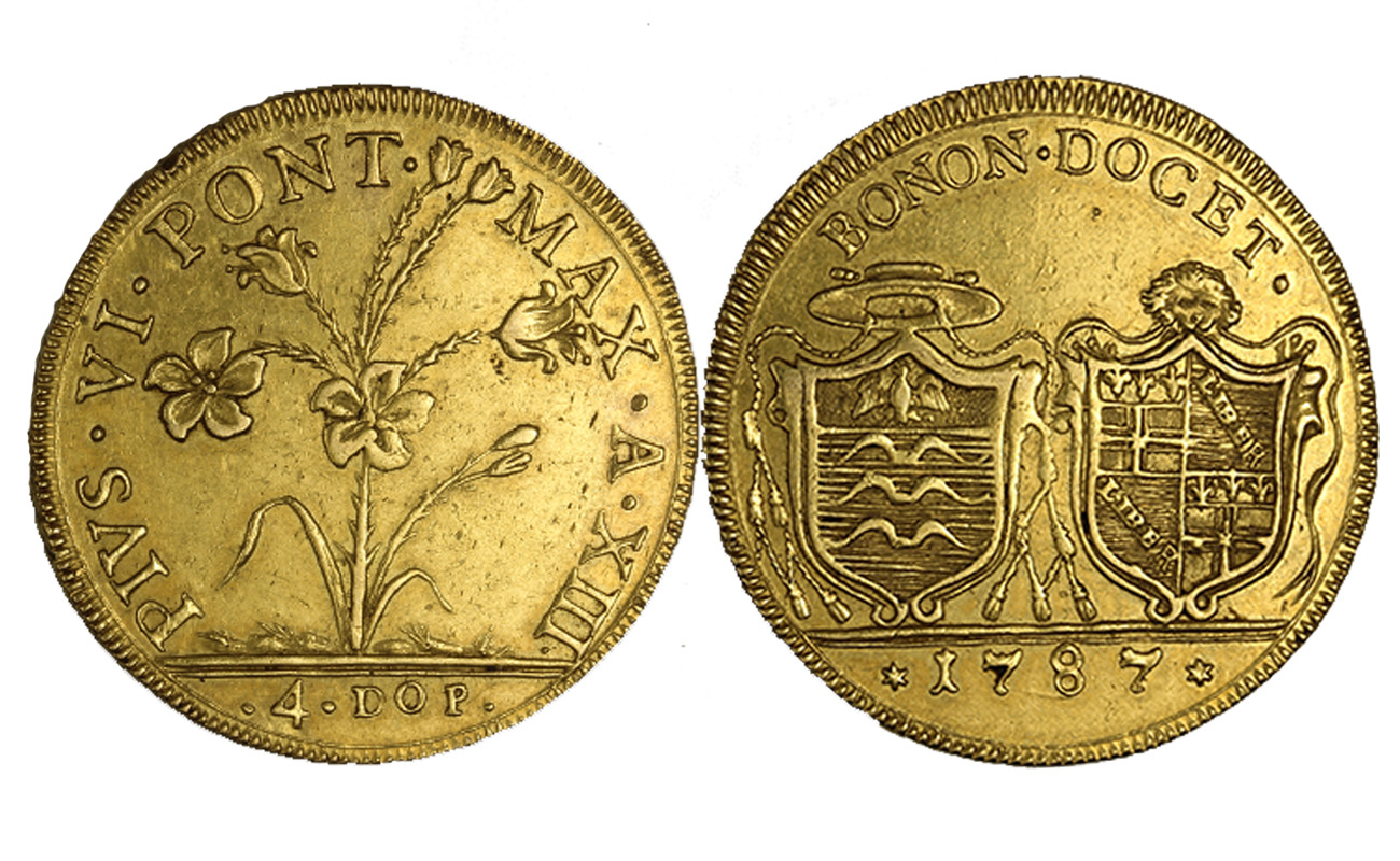 Papa Pio VI - 4 doppie gr. 21,88 in oro 917/