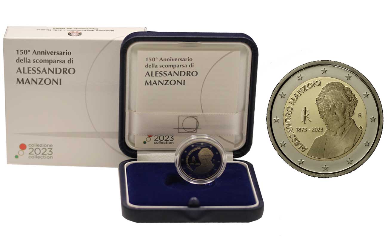 "150 Anniversario della scomparsa di Alessandro Manzoni" - moneta da 2 euro in confezione ufficiale 