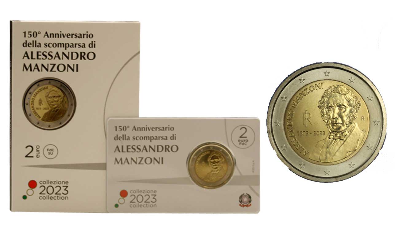 "150 Anniversario della scomparsa di Alessandro Manzoni" - moneta da 2 euro in confezione ufficiale 