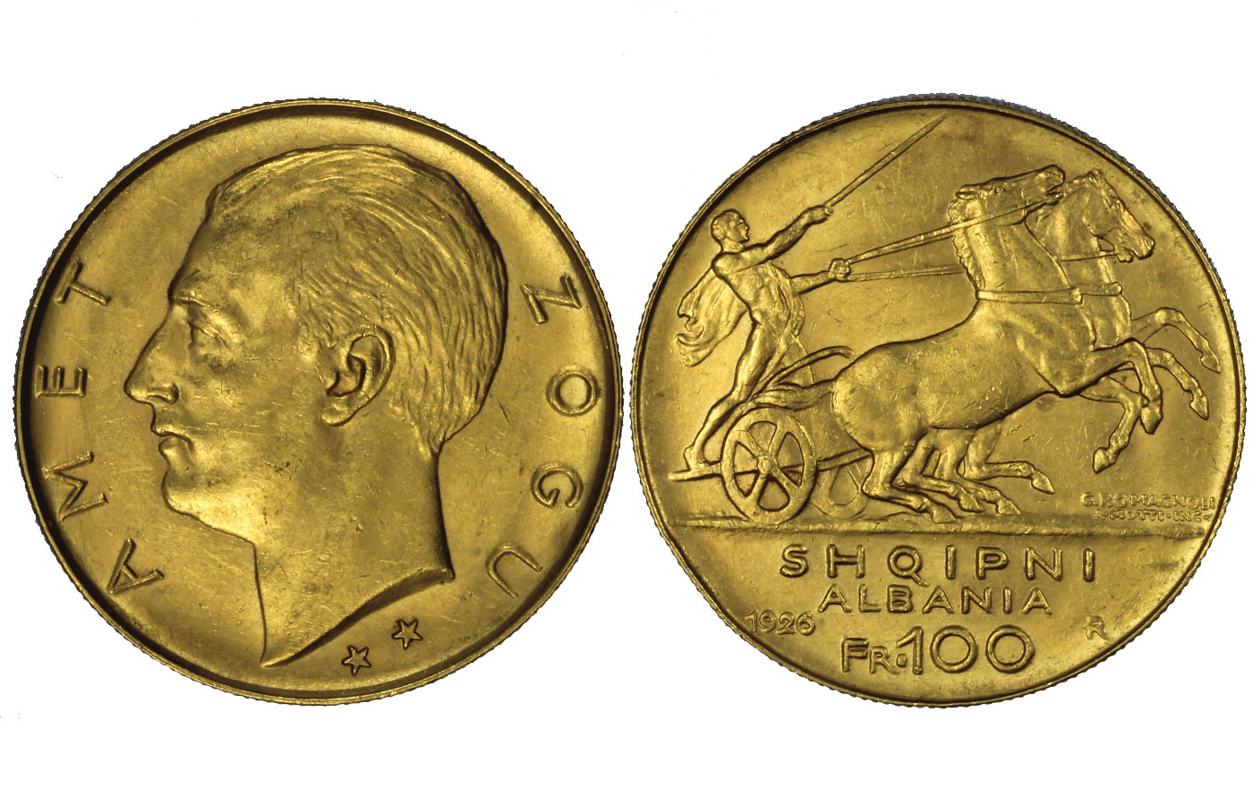 Re Zogu - 100 franga gr. 32,25 in oro 900/