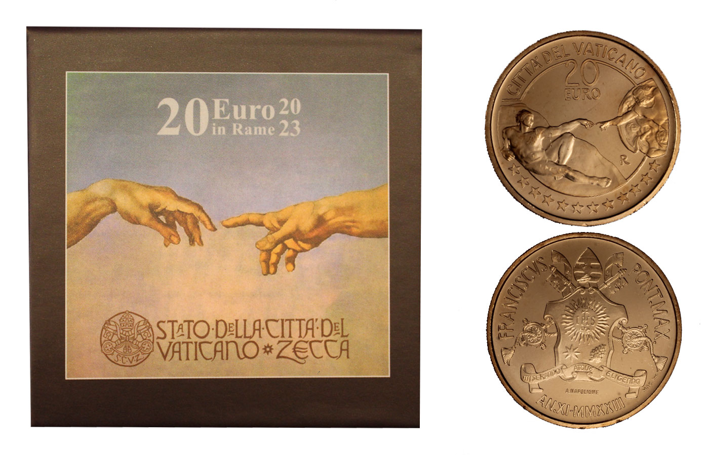 "Arte e Fede: la Creazione dell'Uomo " - moneta da 20 Euro in rame in blister