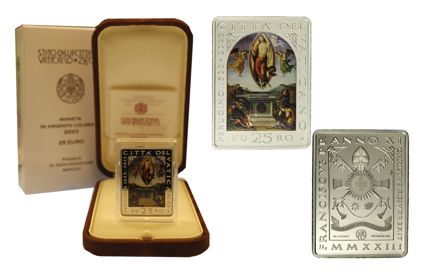 "Pasqua di Resurrezione" - moneta da 25 Euro gr. 35,00 in ag. 925/000 colorata - Tiratura 1.500 pezzi