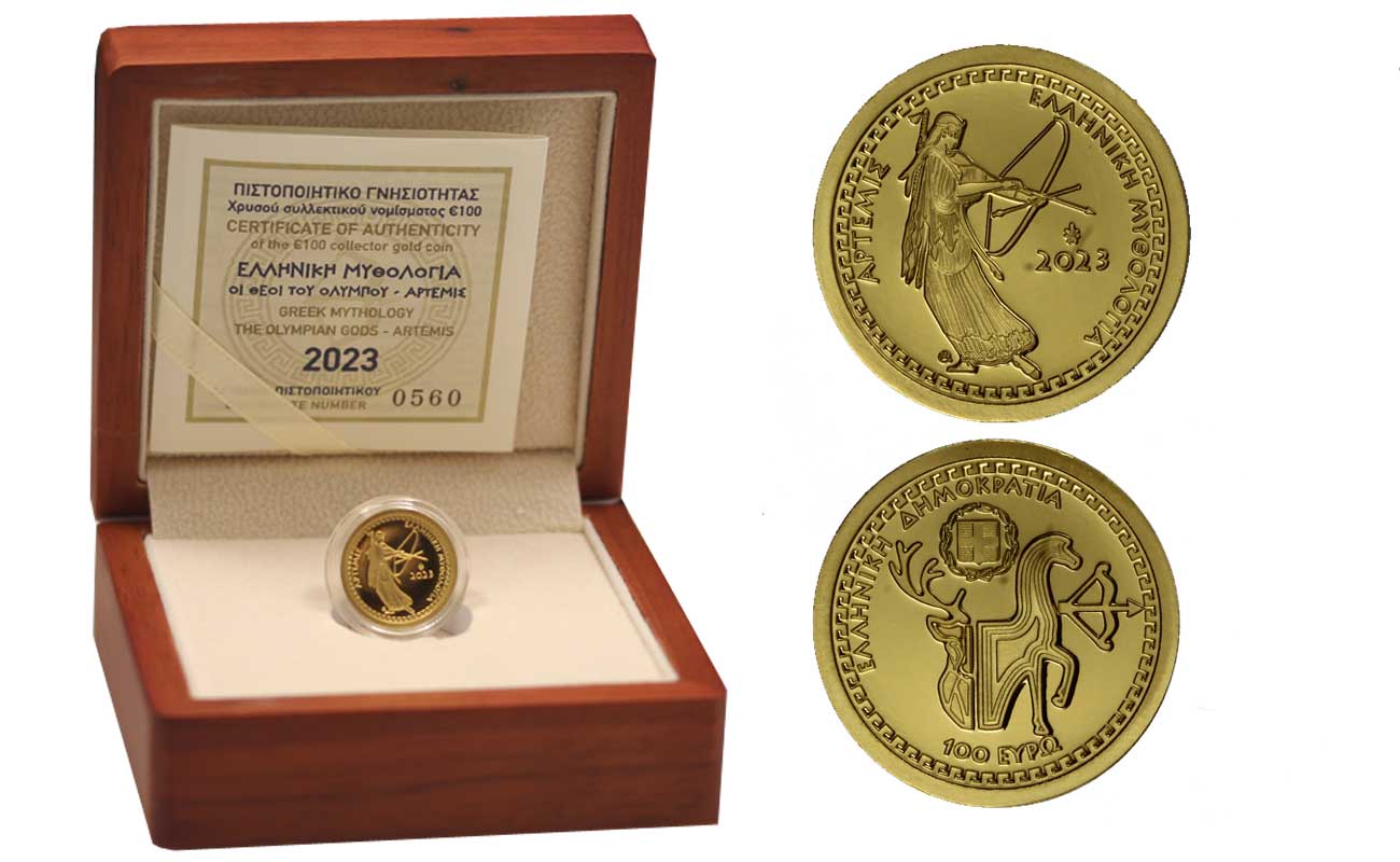 "Dei dell'Olimpo - Artemide" - 100 euro gr. 3,89 in oro 999/000 - Tiratura 1200 pezzi 