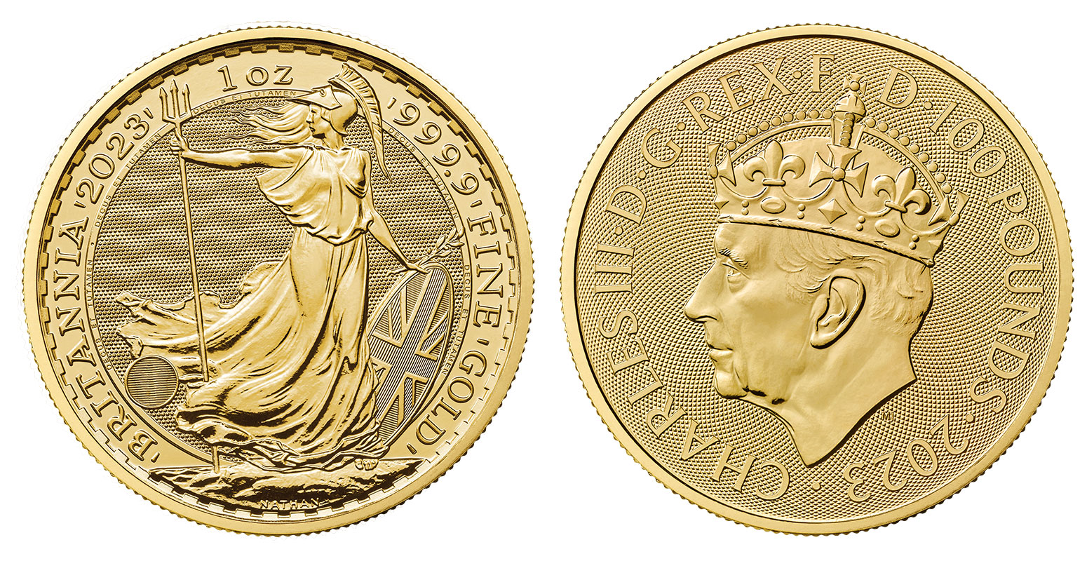 Britannia - 100 pounds gr. 31,103 in oro 999/000 - Re Carlo III testa incoronata