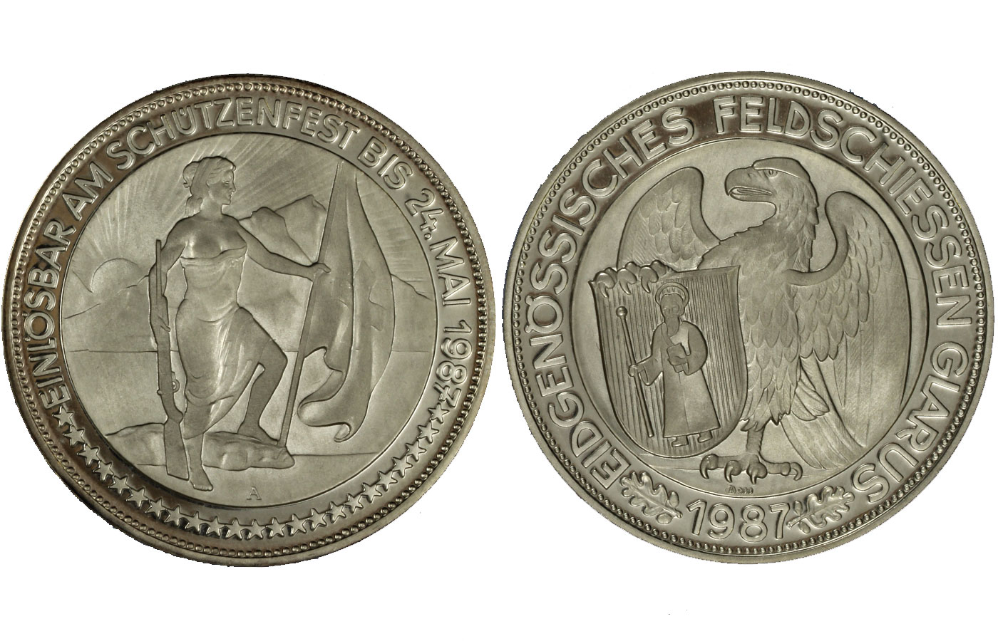 "Festival del tiro di Glarus" - 50 franchi gr. 25 in argento 900/