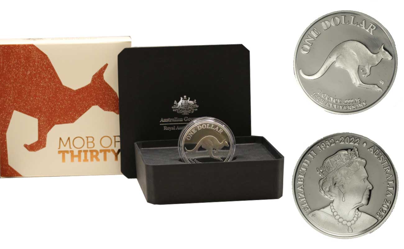 "Canguro - 30° Anniversario " - Moneta da 1 dollaro gr. 31,10 in ag. 999/000 - Tiratura 5000 pezzi