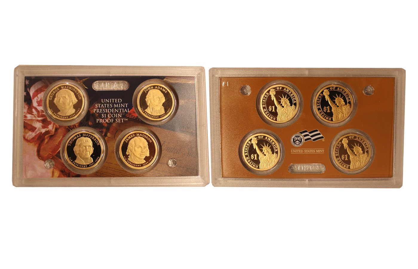 Presidenti - set da quattro monete da 1 dollaro zecca- in conf. originale