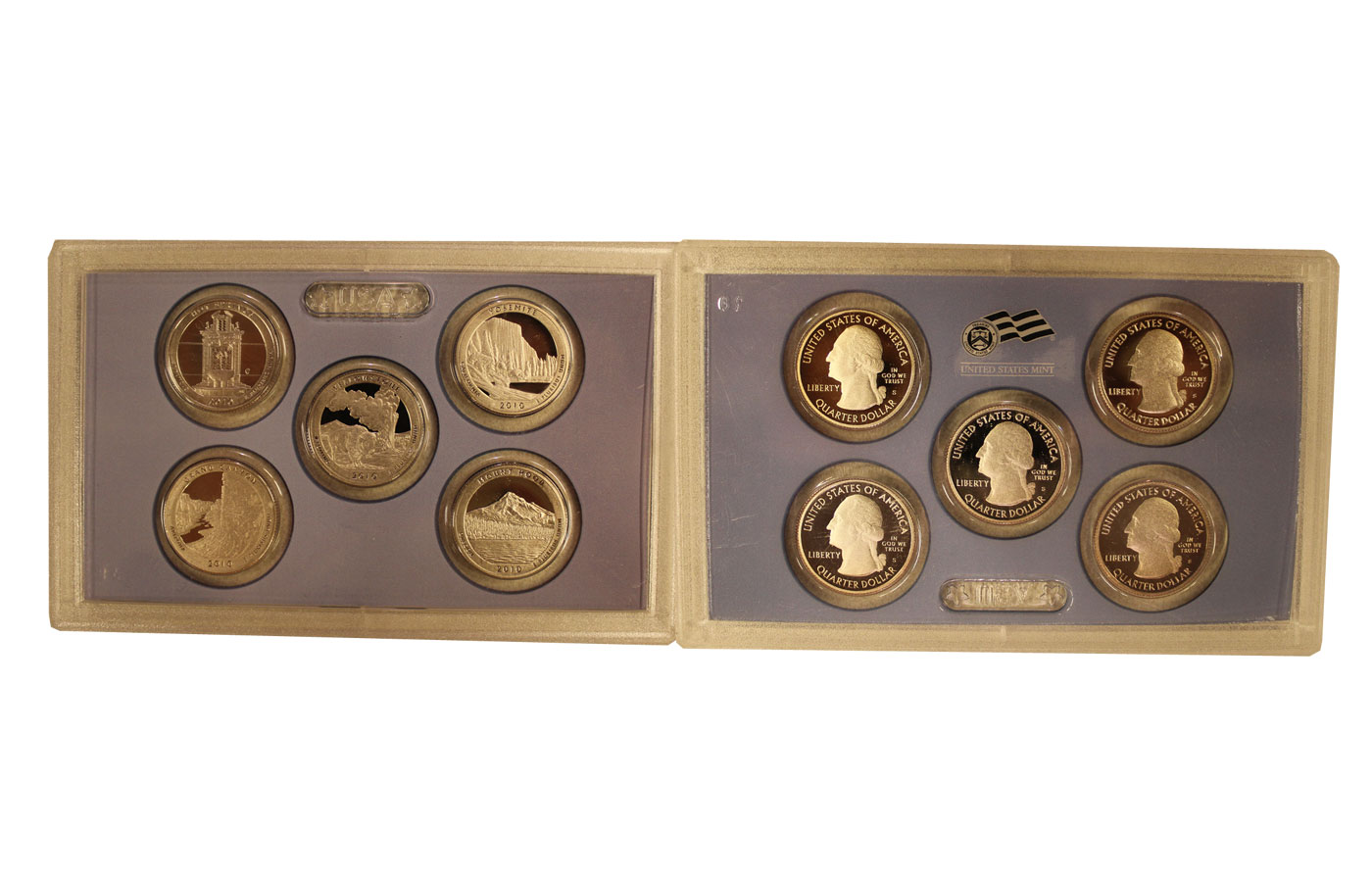 "Beautiful Quarters" - set da cinque monete da 1/4 dollaro - zecca di San Francescisco- con certificato