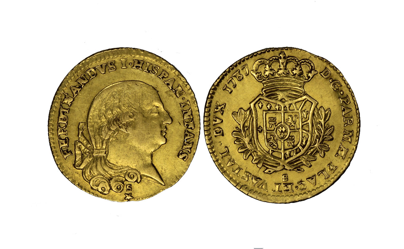 Ferdinando di Borbone - Mezza doppia gr. 3.42 in oro 891/
