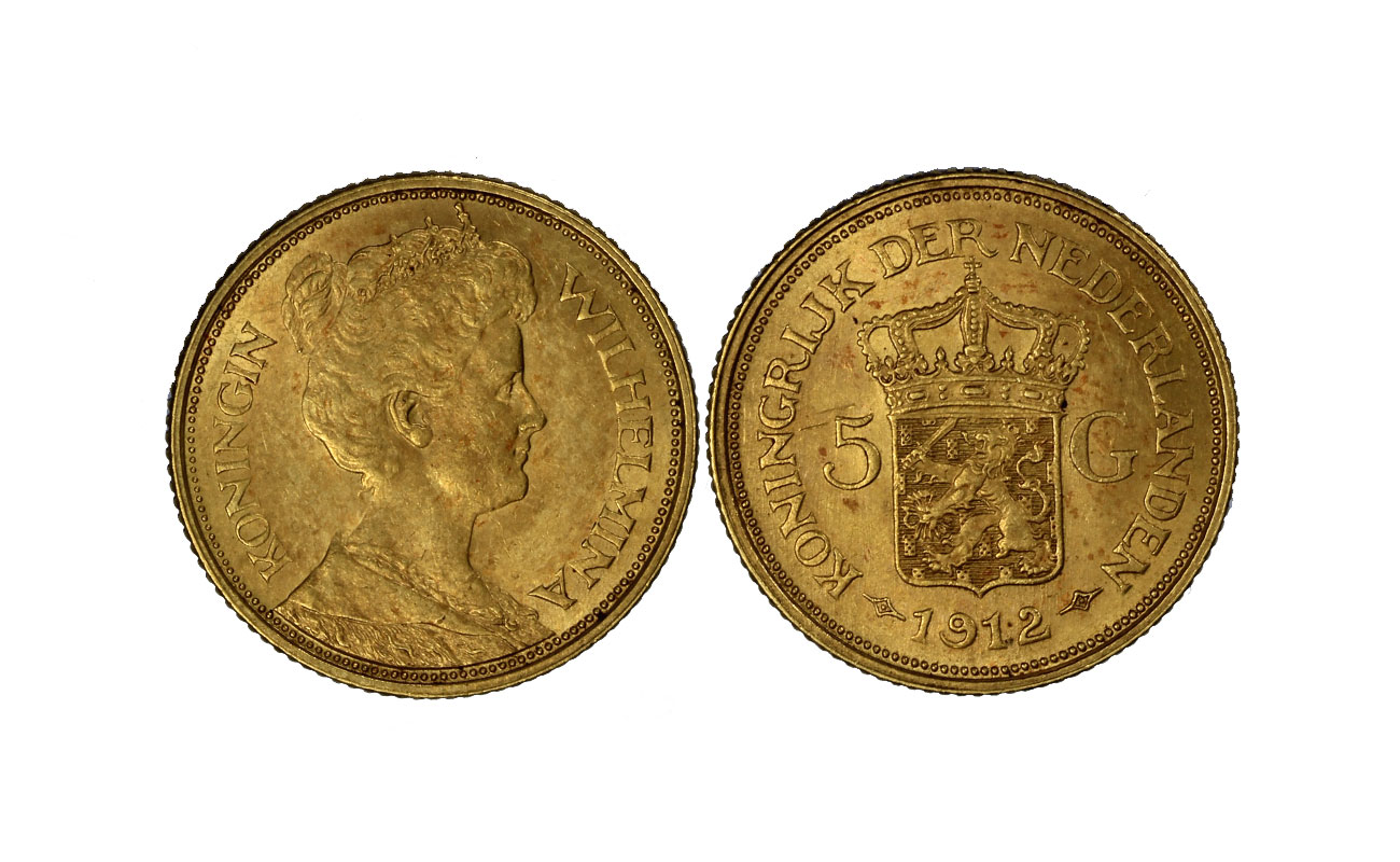 Regina Guglielmina - 5 gulden gr. 3.36 in oro 900/