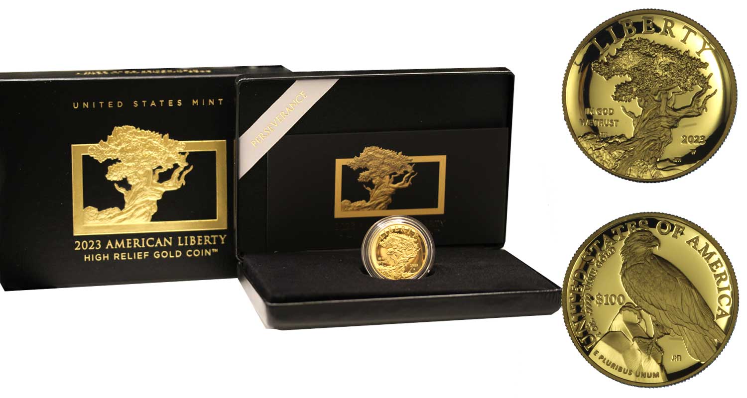 "American Liberty" - 100 Dollari in altorilievo gr. 31,103 in oro 999/000