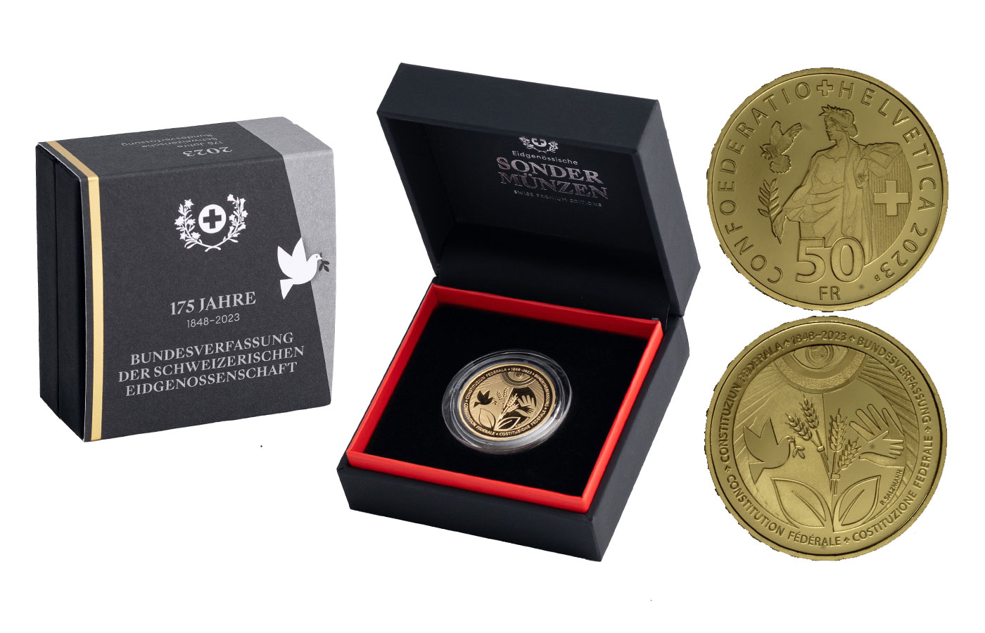 175° Anniversario della Confederazione Svizzera" - 50 franchi gr.11,29 in oro 900/000