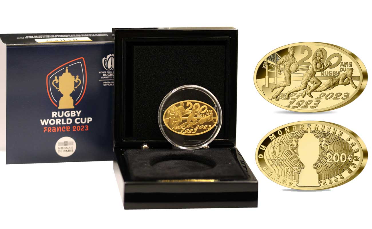 "Rugby World Cup" - 200 euro gr. 31.10 in oro 999/°°° - Tiratura limitata 250 pezzi