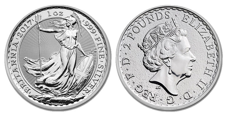 "Britannia" - 2 pounds gr. 31,103 in ag. 999/000 - Lotto di 10 pezzi