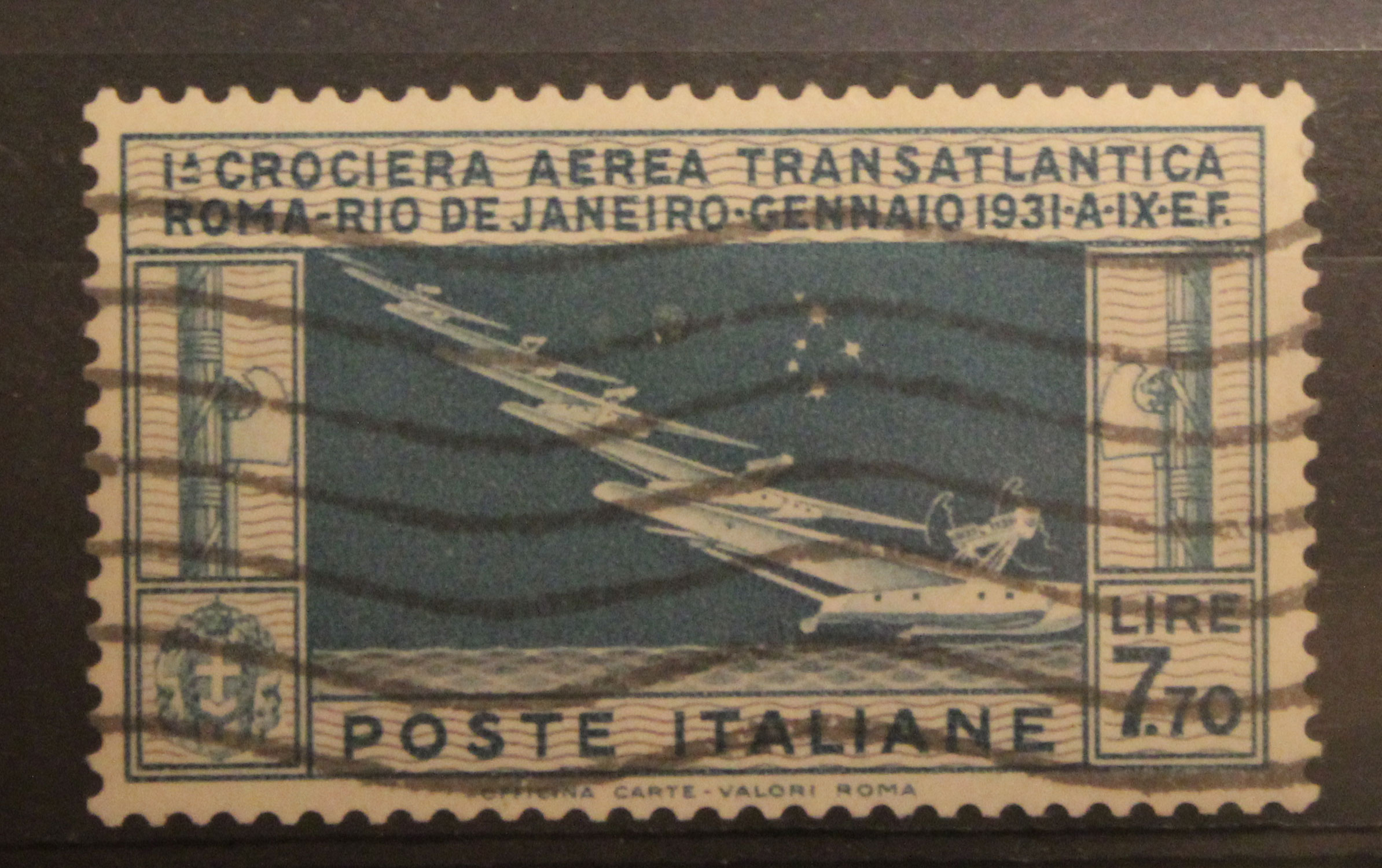 "Crociera  transatlantica del generale Balbo" - Posta aerea 7.70 lire - annullato