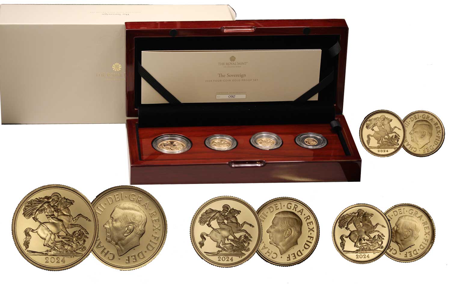 Set di 4 monete (2, 1, 1/2 e 1/4 di sterlina) gr. 29,95 in oro 917/000 - Tiratura 350 pezzi
