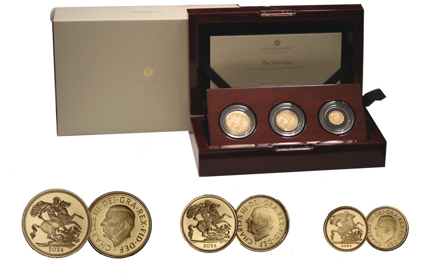 Set di 3 monete (1,1/2 e 1/4 di sterlina)  gr. 13,97 in oro 917/°°° - Tiratura limitata 650 pz. 