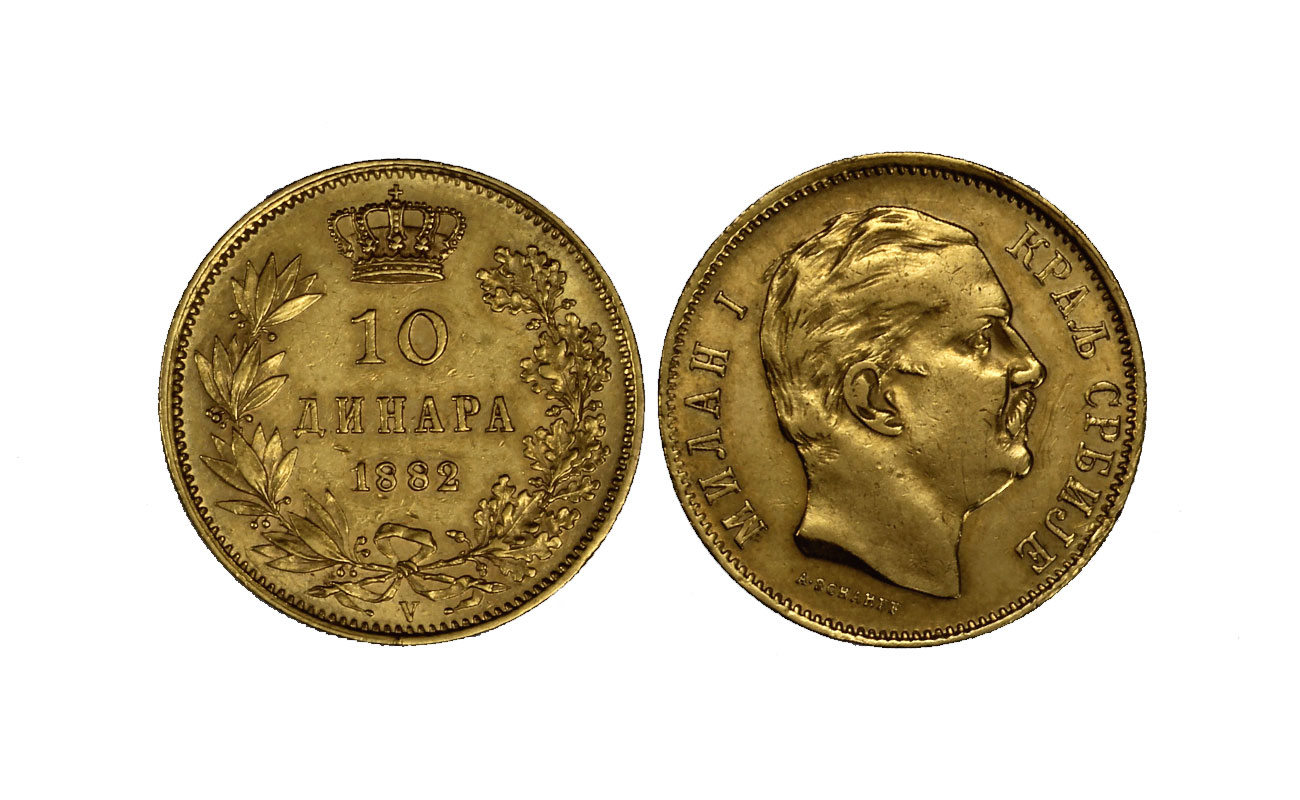 Re Milan I - 10 dinara gr. 3,22 in oro 900/