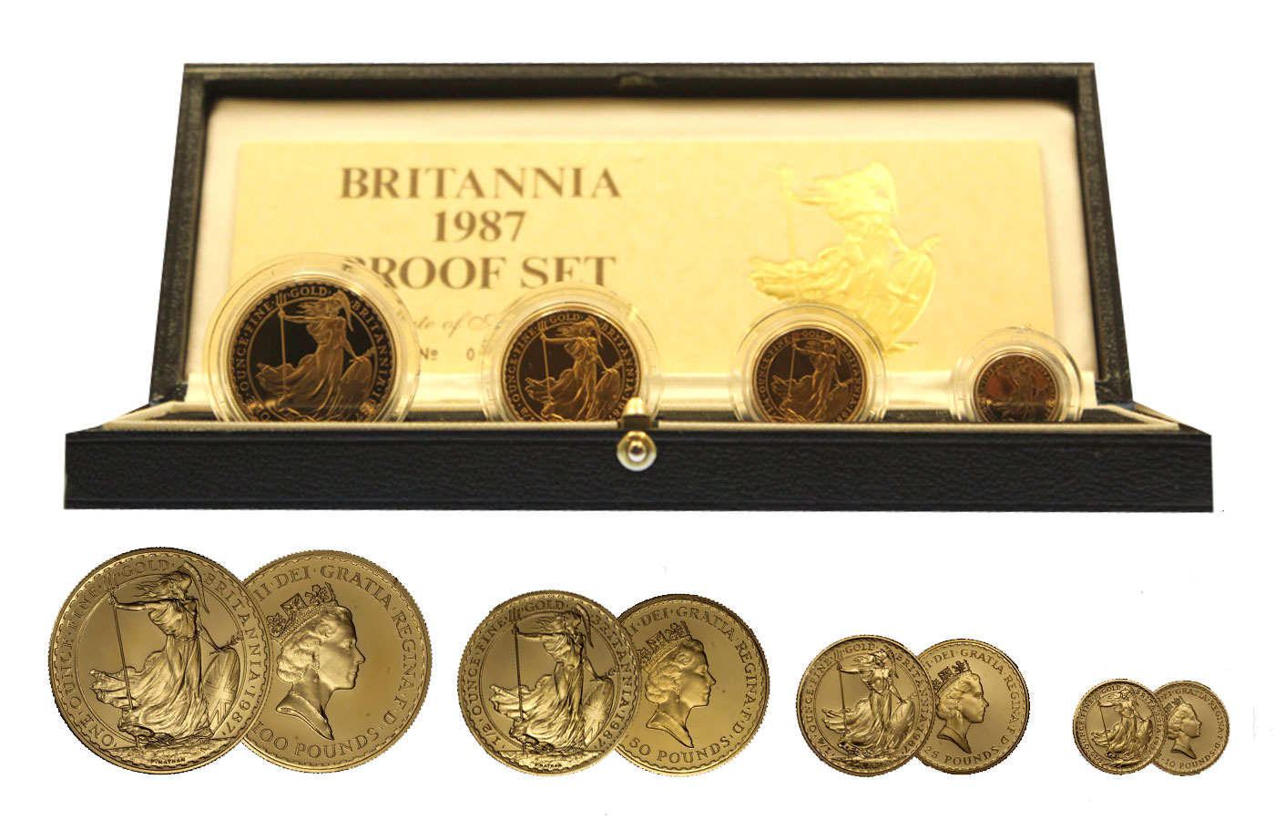 "Britannia" - Regina Elisabetta II -  100 - 50 - 25 - 10 pounds di gr.tot. 63,00 in oro 917/ 