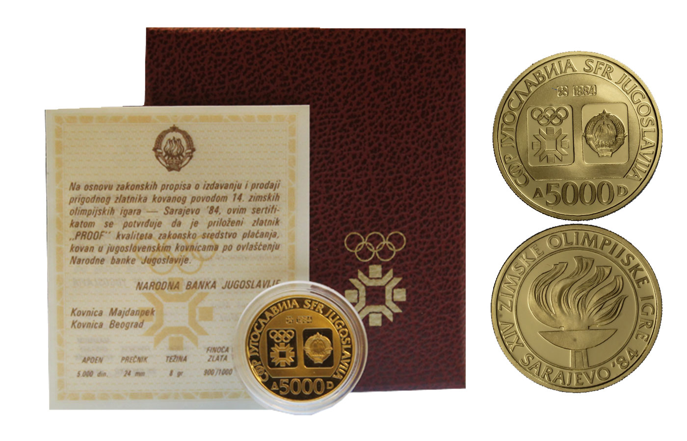 "Olimpiadi di Sarajevo" - 500 dinars gr. 8,00 in 900/°°° - in conf. originale