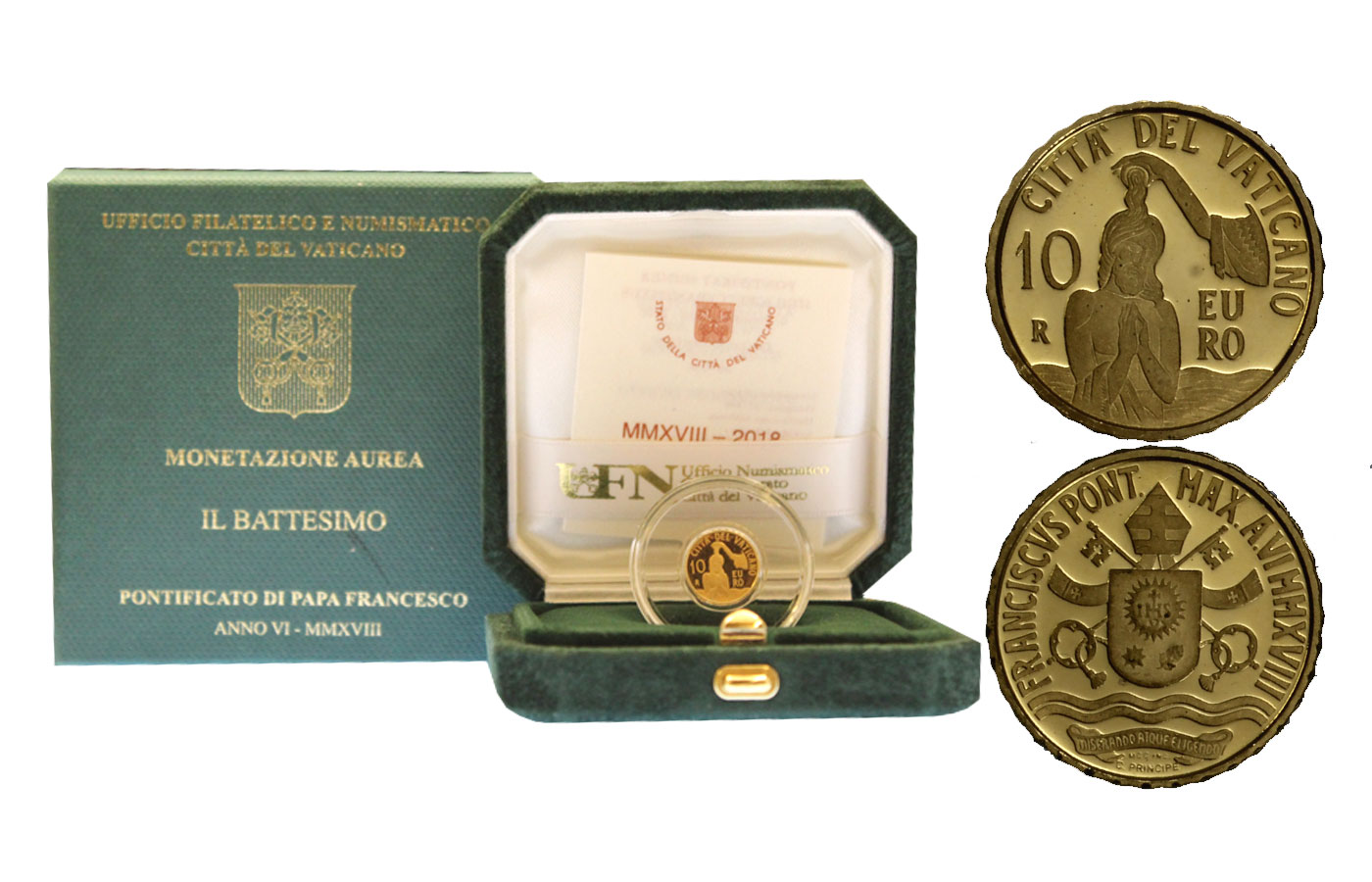 "Il Battesimo" - Papa Francesco - 10 euro gr. 3,00 in oro 917/