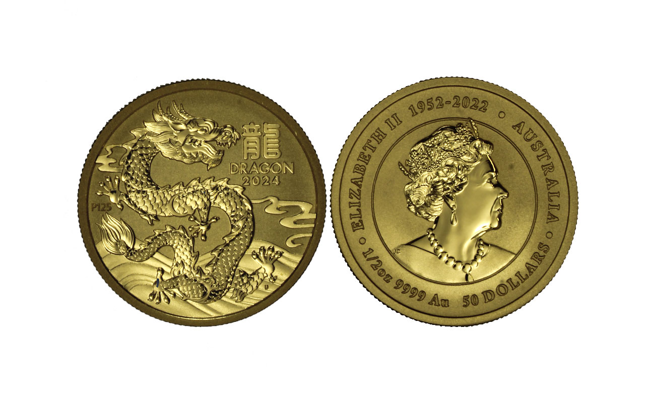 "Calendario Cinese Anno del Drago" - 1/2 di oncia gr. 15,55 in oro 999/