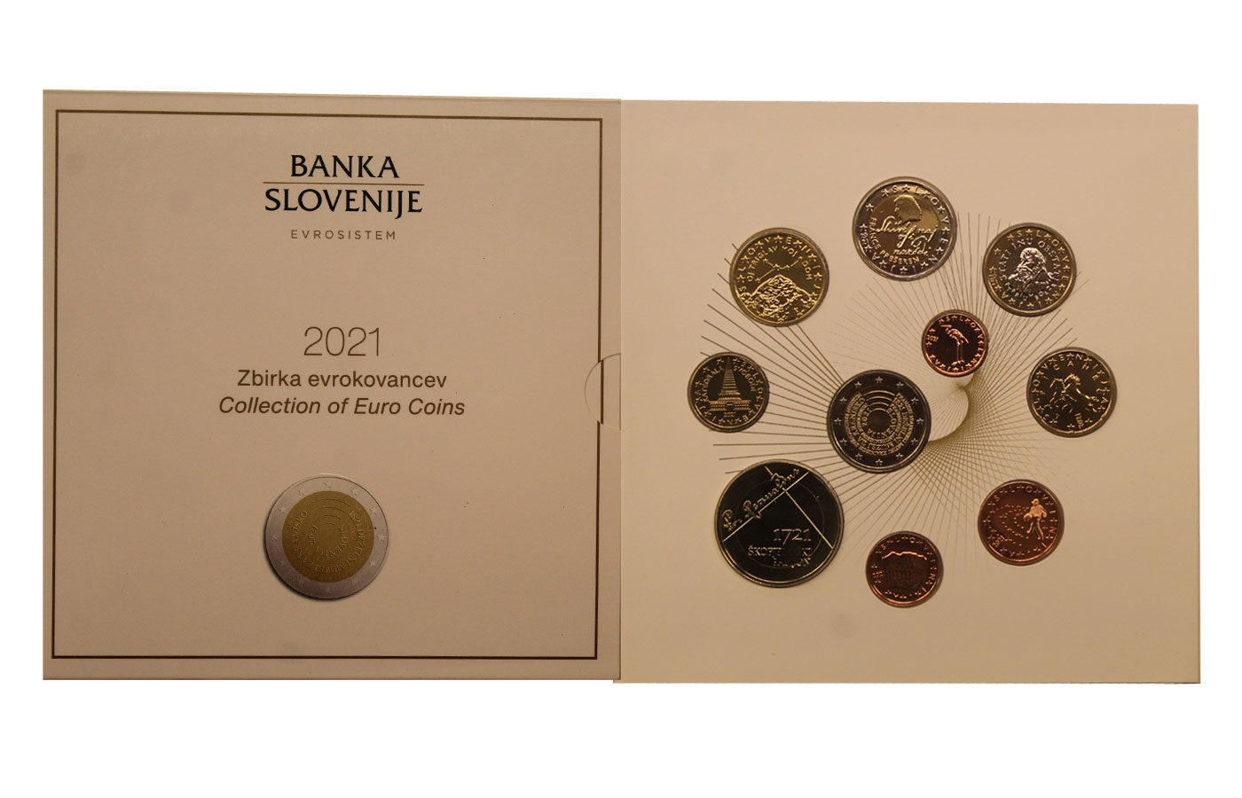 "200 primo museo sloveno" - Serie divisionale di 9 monete pi 3 euro commemorativo - Conf. originale