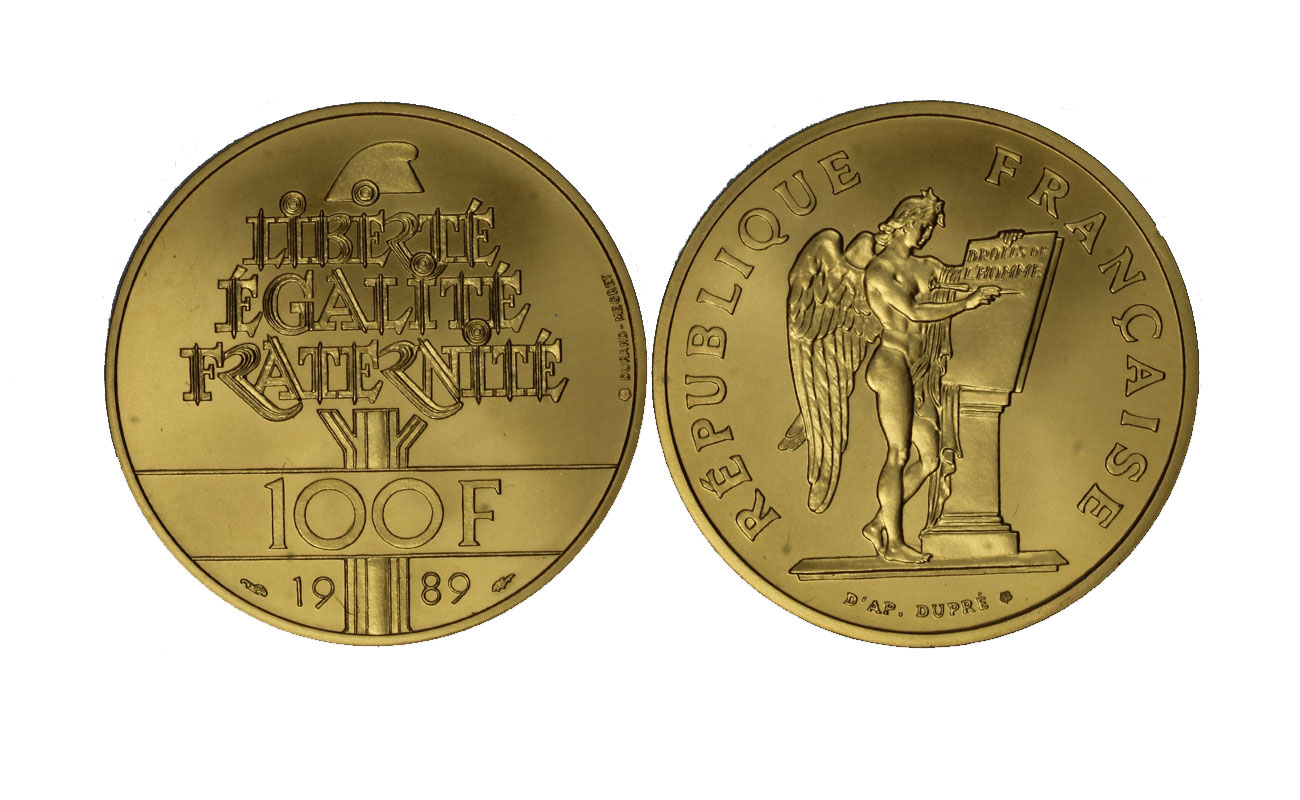 "Diritti dell' Uomo" - 100 franchi  gr. 17,00 in oro 920/